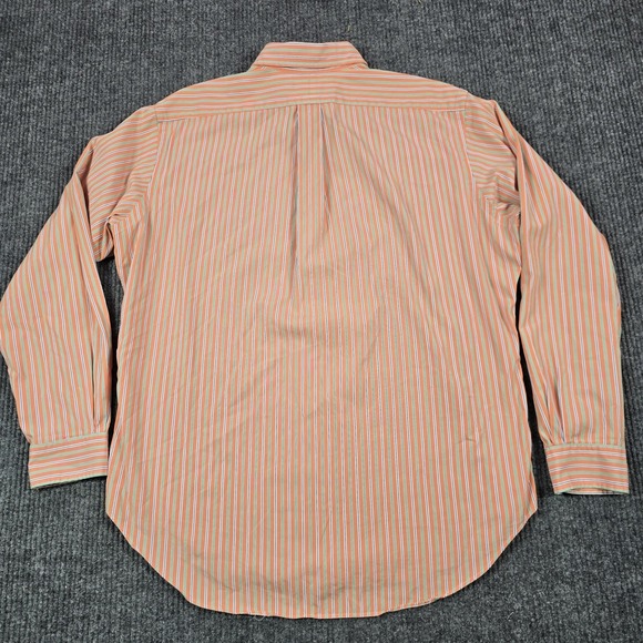 Ralph Lauren Shirt Mens Large Orange Stripe Long Sleeve Button Down Pony Logo - Picture 3 of 9